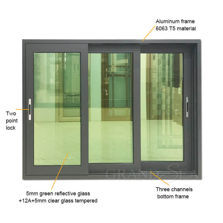 design della finestra scorrevole in alluminio