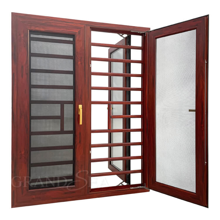 Thermal Break Aluminum Double Swing Windows With Security Mesh