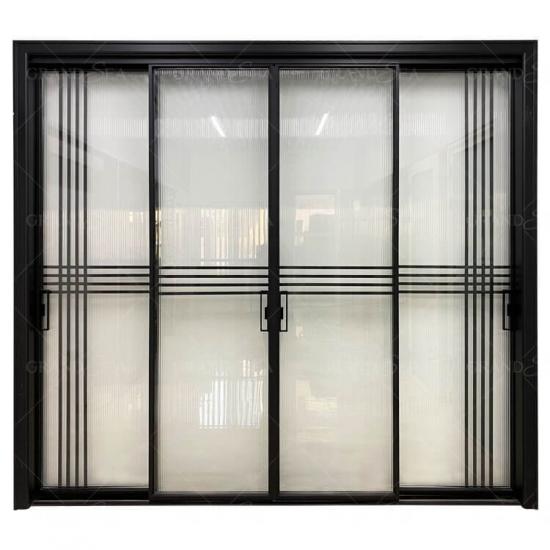 Disegni di porte scorrevoli in vetro alluminio nero
    