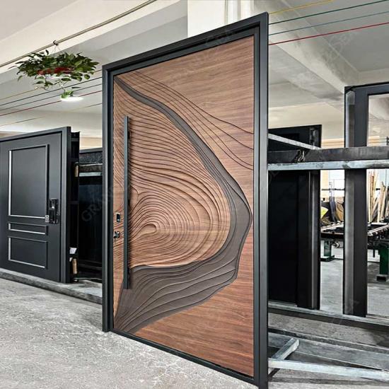 wood pivot front door