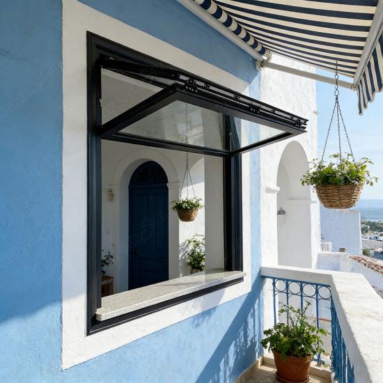 vertical folding glass window