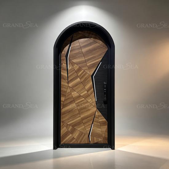 arched carved wood doors