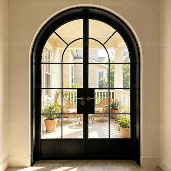 Porta a doppia anta in vetro con cornice nera